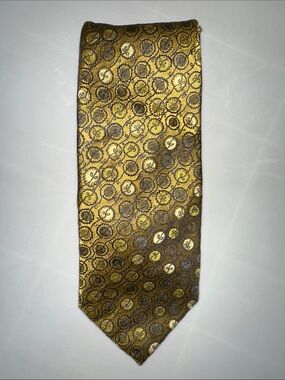 Liberty London Men's Gold / Yellow Patterned Silk Tie